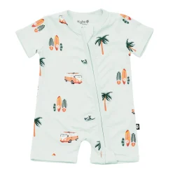 Zippered Shortall Romper in Dew Surf