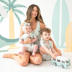 Zippered Shortall Romper in Dew Surf