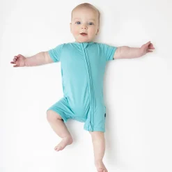 Zippered Shortall Romper in Makai