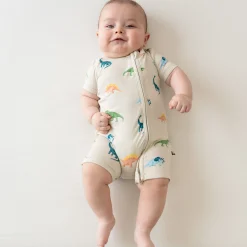 Zippered Shortall Romper in Ecru Roar