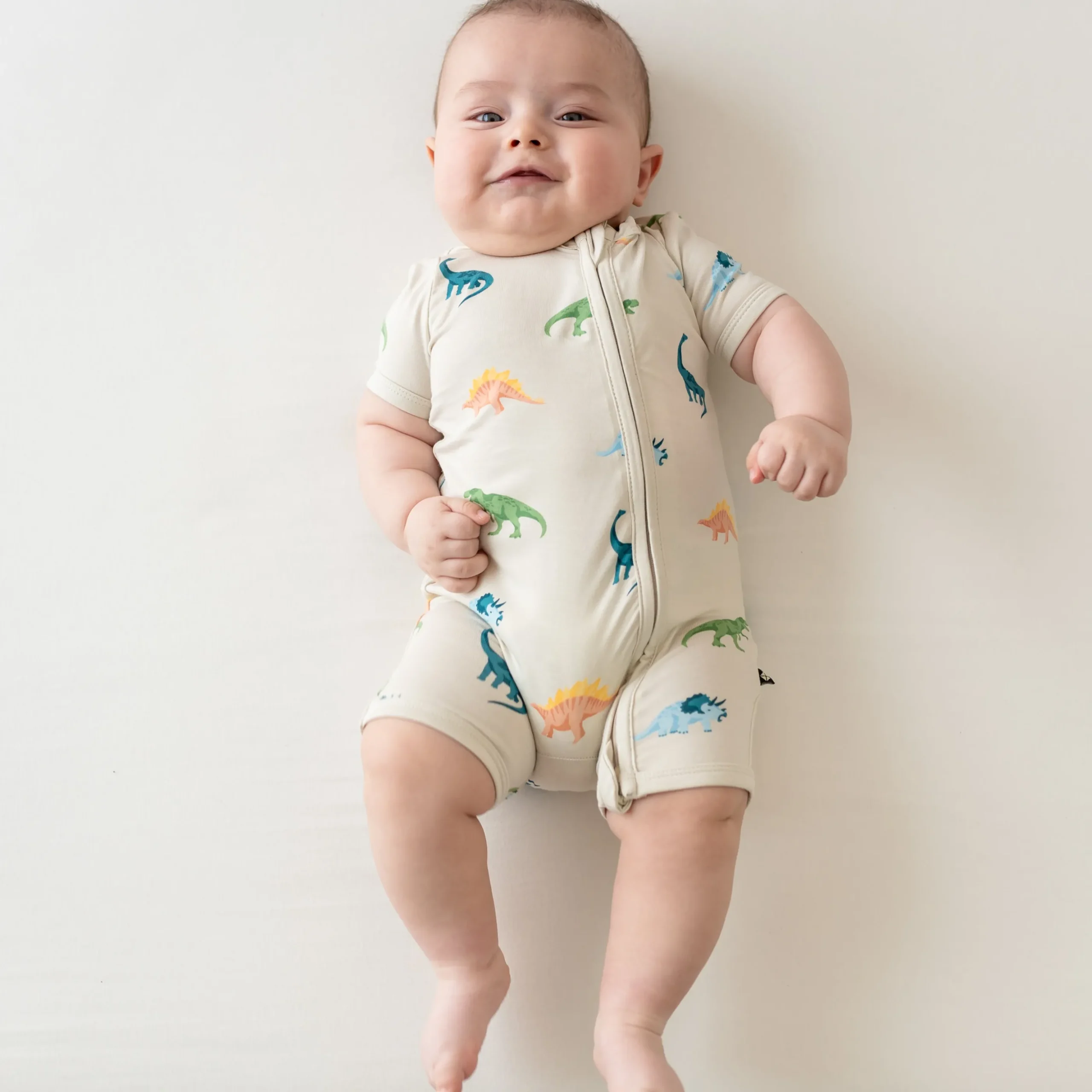 Zippered Shortall Romper in Ecru Roar