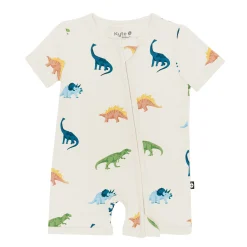 Zippered Shortall Romper in Ecru Roar