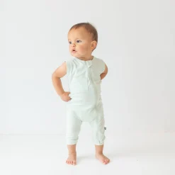 Zippered Sleeveless Romper in Dew