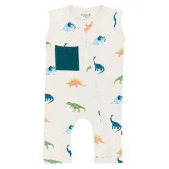Zippered Sleeveless Romper in Ecru Roar