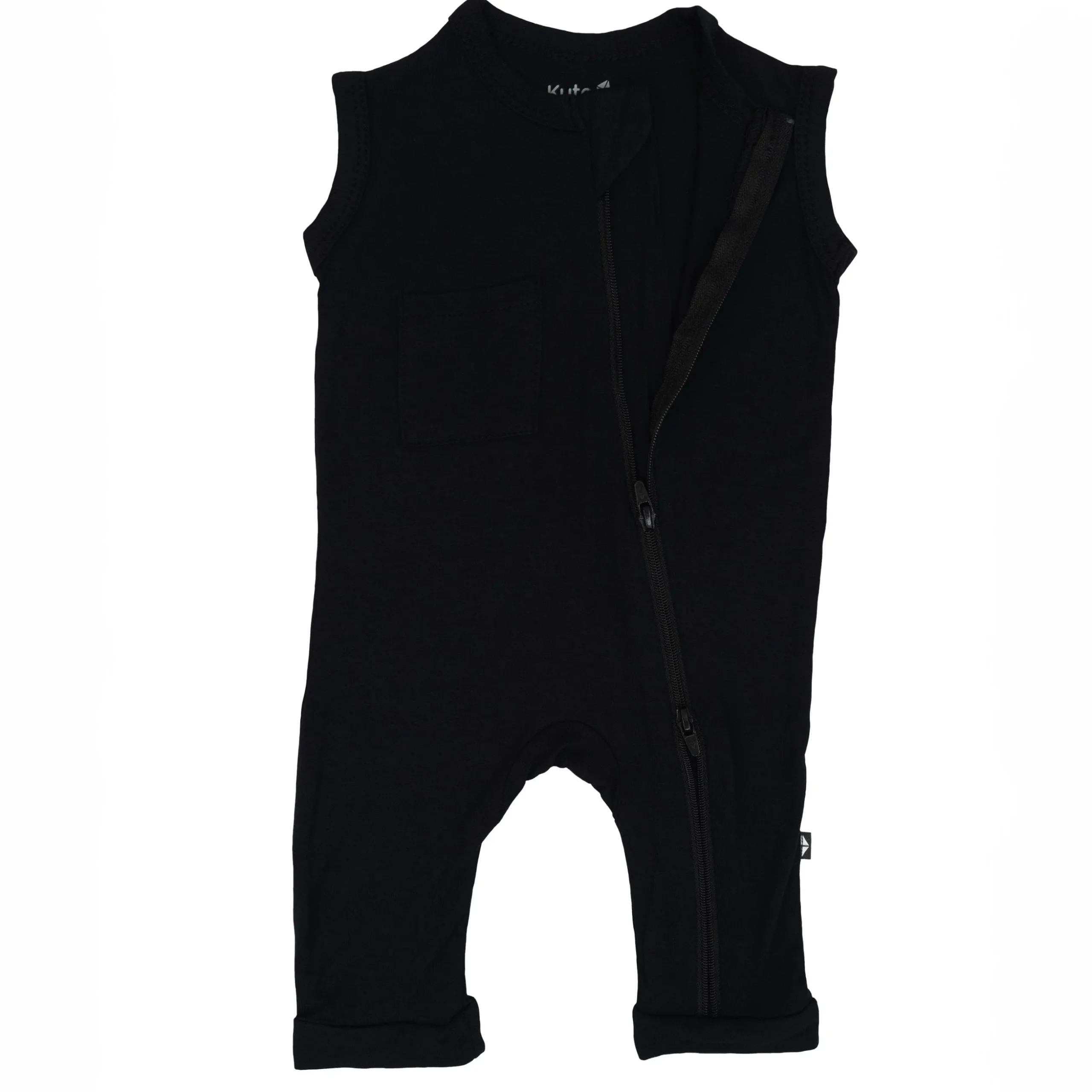Zippered Sleeveless Romper in Midnight