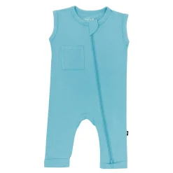 Zippered Sleeveless Romper in Makai